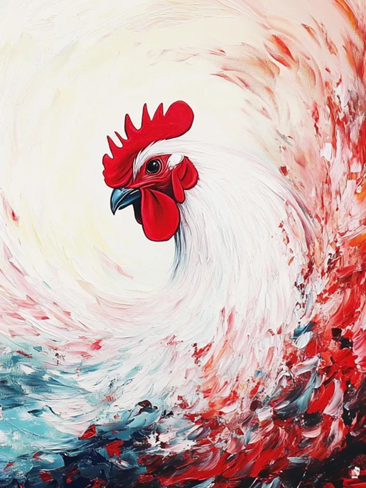 Large Impasto Rooster Painting, Colorful Abstract Animal Art, Textured 3D Original Artwork, Modern Farmhouse Decor,Kitchen Wall Art,Bird Art