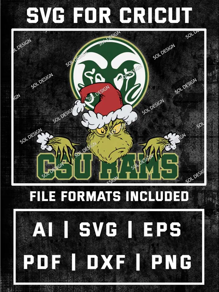 Grinch Colorado State Rams SVG, NCAA SVG Design, NCAA Colorado State Rams SVG, NCAA Rams Cricut, Christmas Svg, Grinch svg, Digital Download
