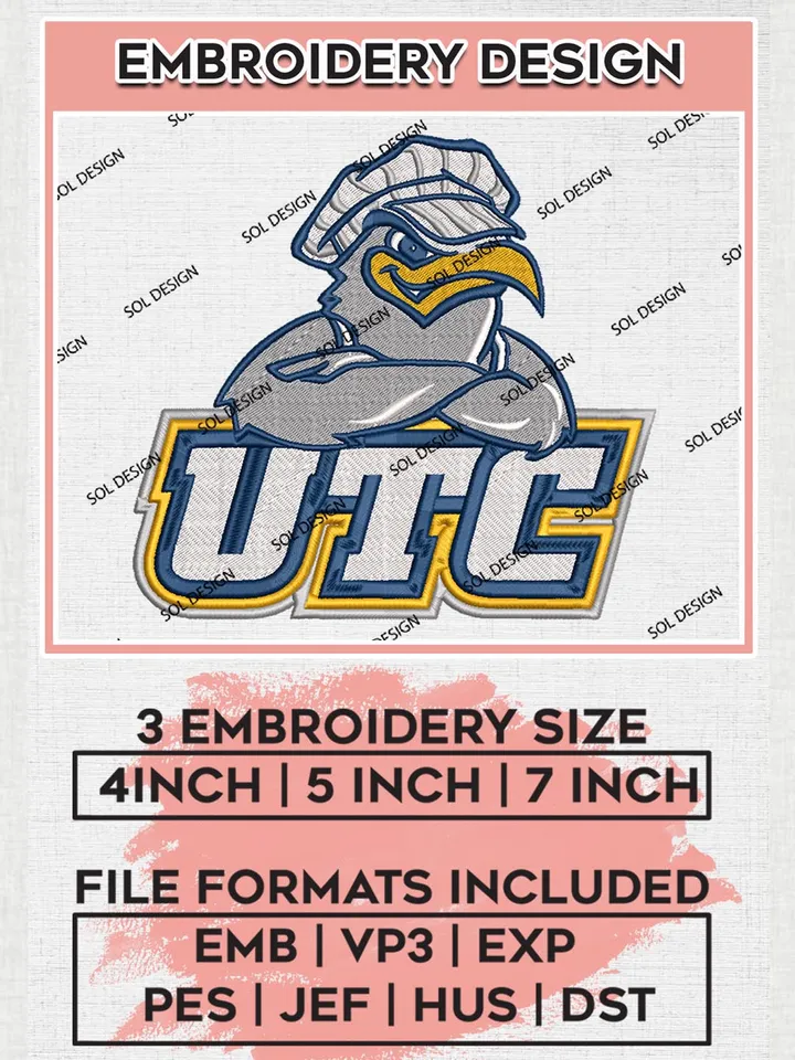 NCAA UTC Mocs Team Logo Machine Embroidery Design, NCAA Chattanooga Mocs Team Design Design files, NCAA Team Embroidery Designs, NCAA Machine Embroidery Designs, Digital Download