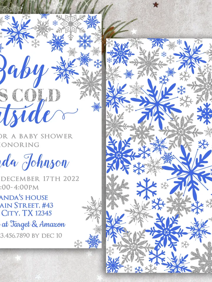 Baby It's Cold Outside Baby Shower Invitation, Winter Wonderland Baby Shower Invitation, It's a Girl Instant Download Editable Template