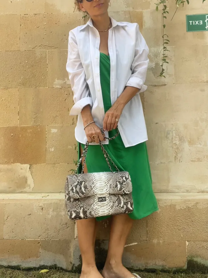 Genuine python skin classy stitched big gray crossbody | designer women leather handbag | snakeprint bag | crossbody purse | gift for her