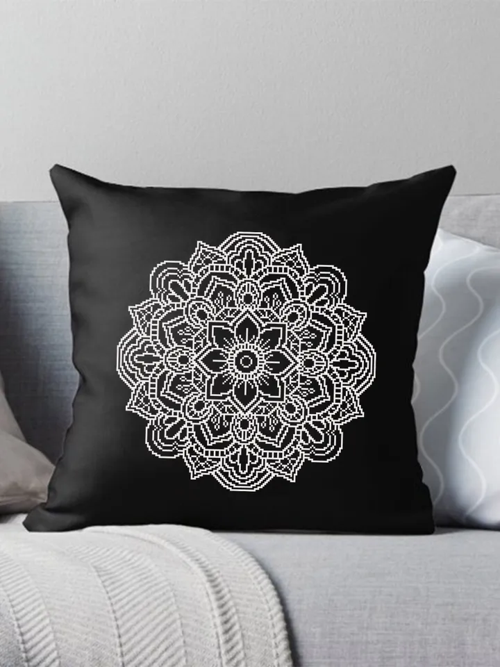 Flower mandala cross stitch pattern download PDF Mandala ornament embroidery PDF Monochrome cross stitch Floral ornament cross stitch #M75