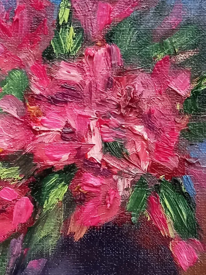 Oil original painting Flowers in a vase 10x15 cm