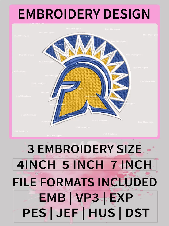 NCAA San José State Spartans Embroidery File, 3 Sizes, 6 Formats, NCAA Machine Embroidery Design, NCAA Logo, NCAA Teams