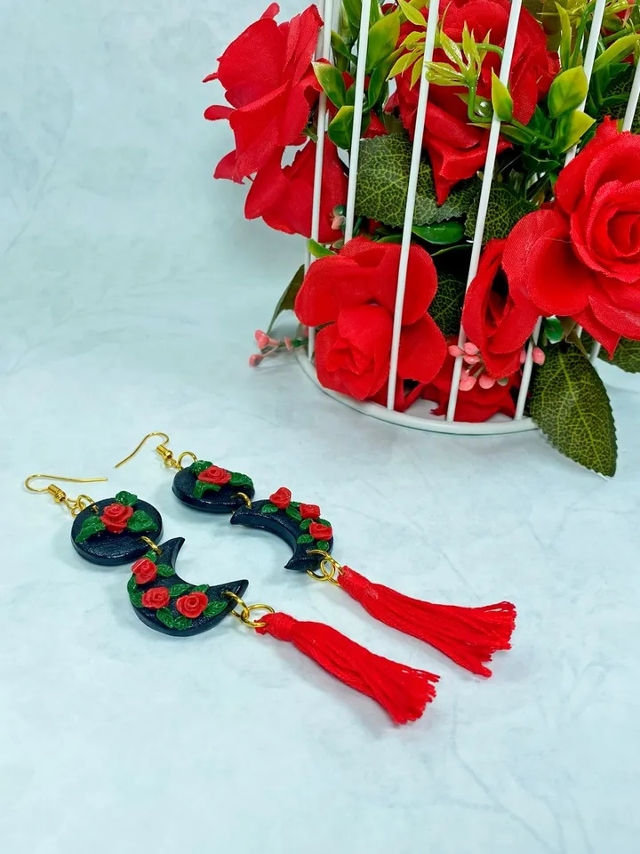 Earrings made of polymer clay. Red earrings. Handmade jewelry.