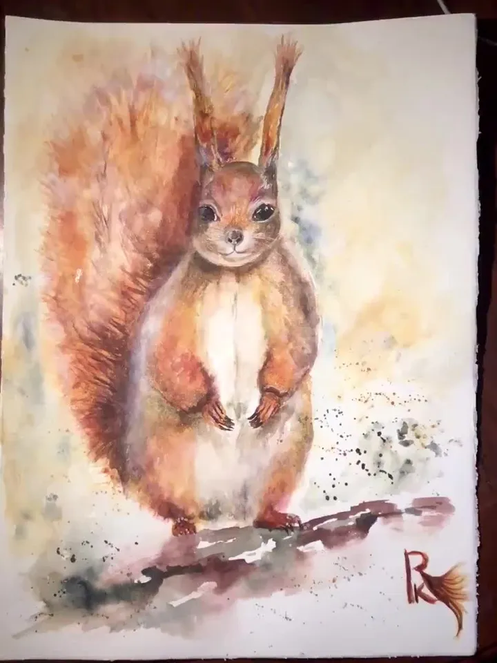 Squirrel Photo paper poster made with my original watercolour painting,animals posters,nursery room wall art