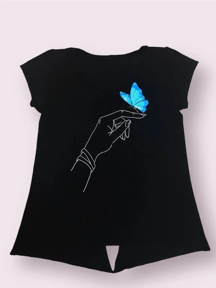 Butterfly on hand machine embroidery design