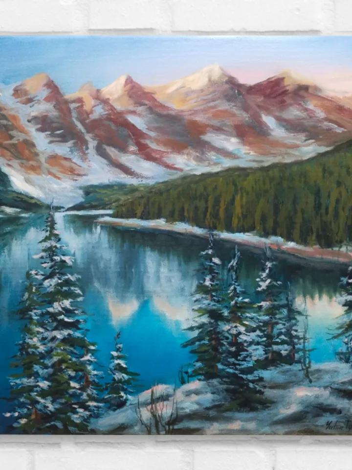 Moraine Lake oil painting Mountain landscape Fine art
