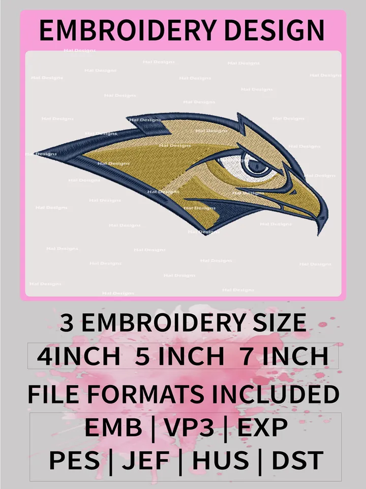 NCAA Oral Roberts Golden Eagles Embroidery File, 3 Sizes, 6 Formats, NCAA Machine Embroidery Design, NCAA Logo, NCAA Teams