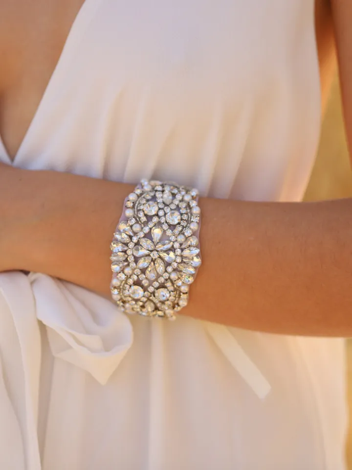 Silver | Rose Gold Bridal Bracelet, Vintage Wedding Bracelet, Bridesmaids Gift, Cuff Bracelet, Crystal Adjustable Bracelet,Rose Gold Jewelry