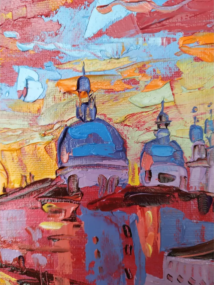 Venice painting Italy Original art Grand Canal wall art Italian artwork square art 12 by 12 by Natalia Plotnikova