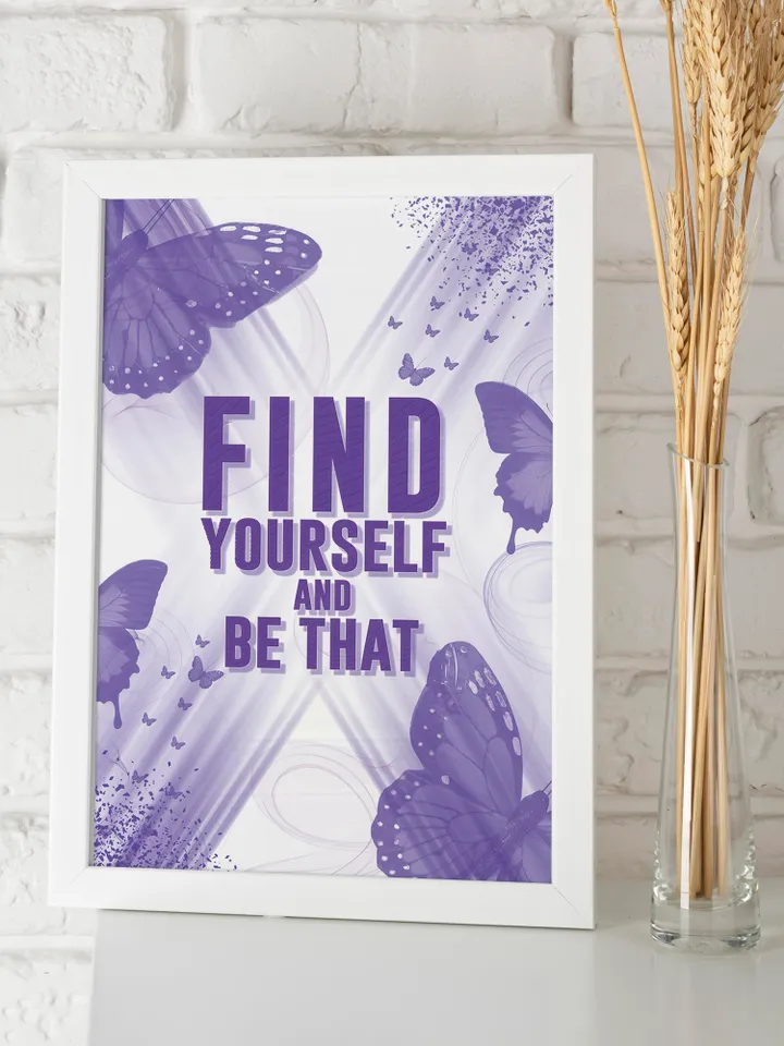 Find Yourself and Be That Printable Wall art, Motivational Quotes, Watercolor print abstract, Butterfly print, Inspirational Quotes Posters