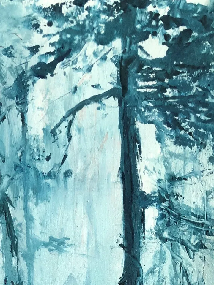 Forest Oil Original Small Painting Foggy Forest Painting Abstract Landscape Painting