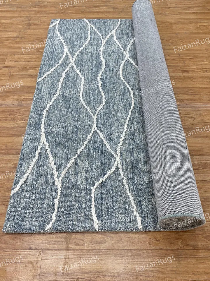 8x10 Hand Tufted Modern Rug Handmade 100% Woolen Rug High and Low Large Area Rugs for Living Dining Bedroom Custom Rug 6x9 8x10 9x12 10x14