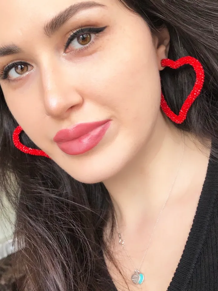Crystal Heart Hoop Earrings