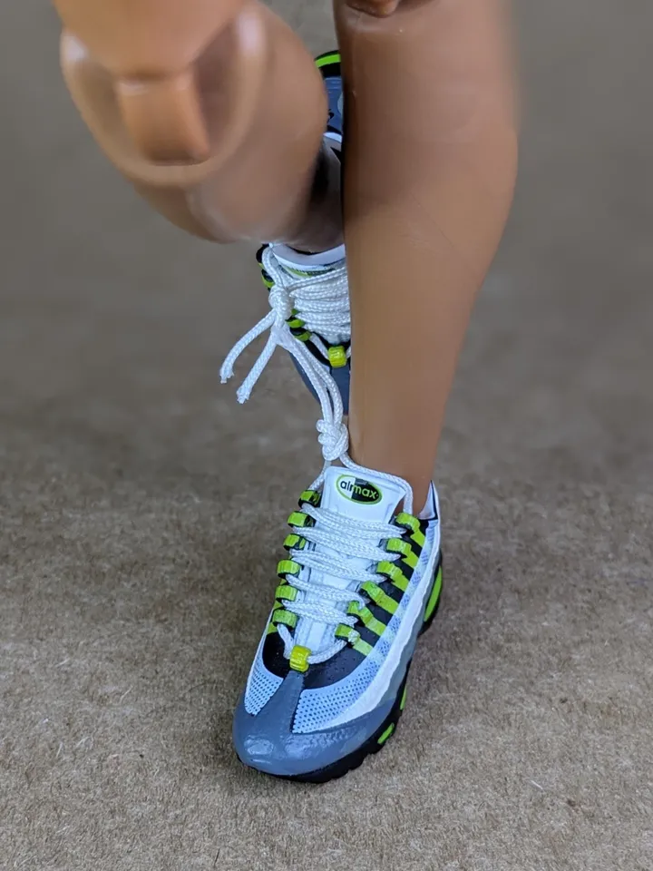 Premium white & gray sneakers for 12 inch male dolls