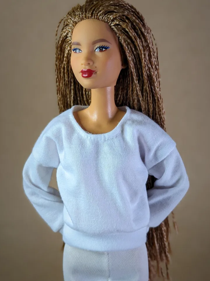White long-sleeve shirt for 1/6 scale fashion female dolls