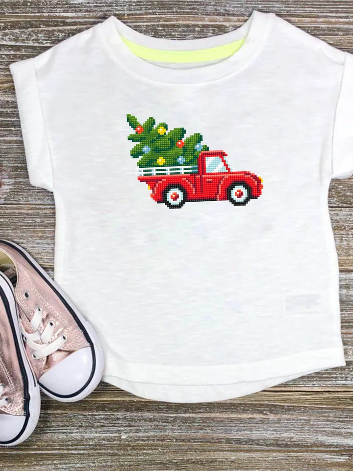 Christmas red truck cross stitch pattern PDF download Small Christmas cross stitch chart, Christmas digital pattern PDF for beginner #N142