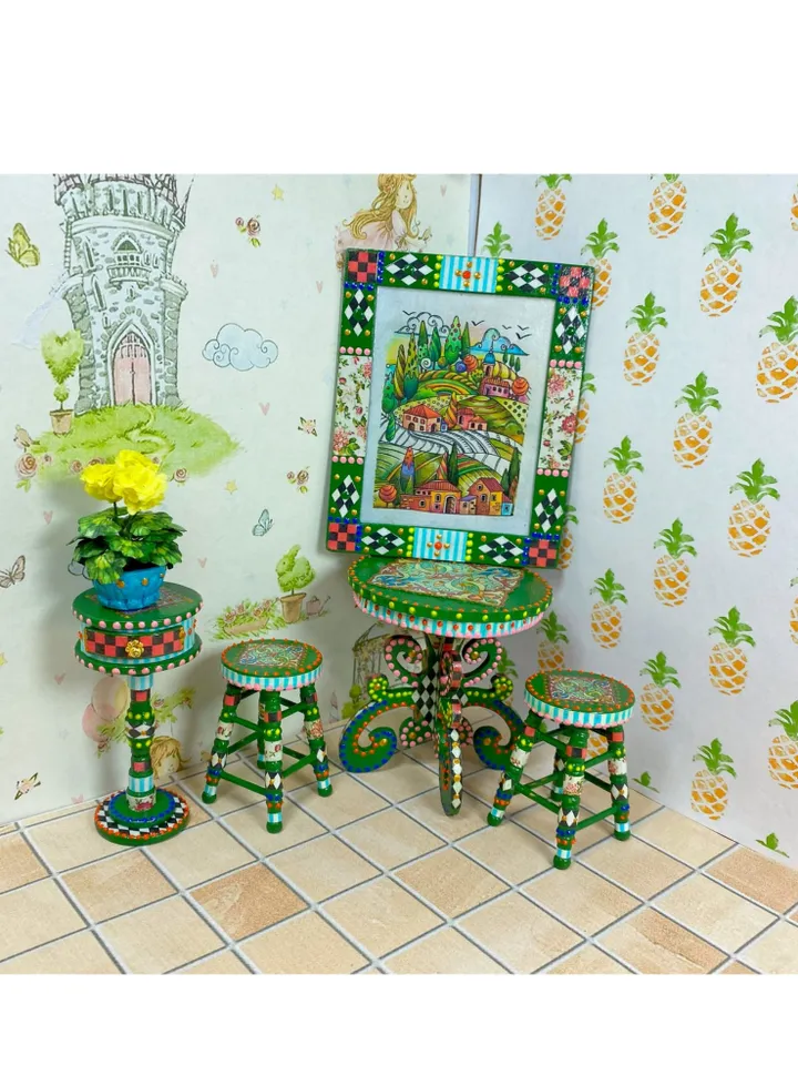 Furniture for dolls. 1:12. Kitchen furniture. Furniture miniature. Handmade. Dollhouse miniature. Table for a doll. Sofa for a doll.