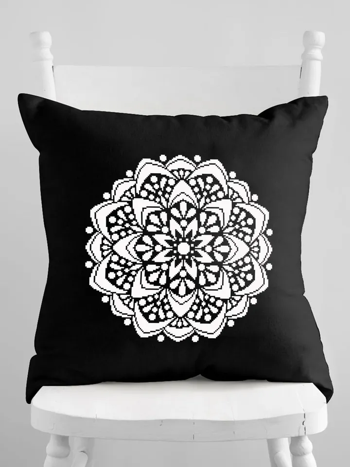 Flower mandala cross stitch pattern PDF download Monochrome mandala pattern digital PDF, Simple cross stitch chart for beginner #M246