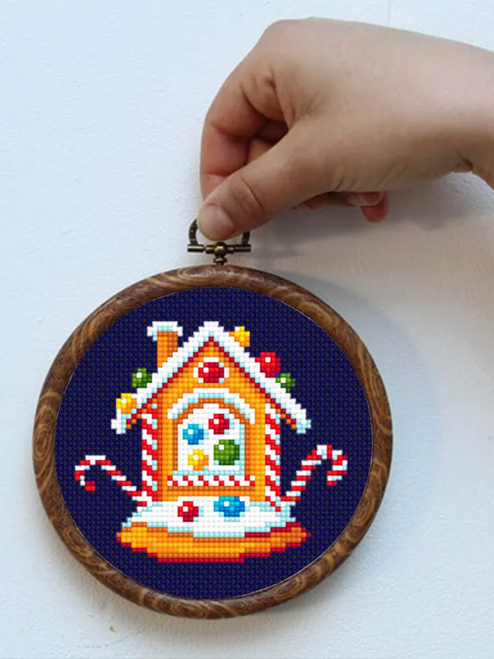 Small Christmas cross stitch pattern download PDF Mini gingerbread house cross stitch chart Tiny Christmas pattern digital PDF DIY gift #N47