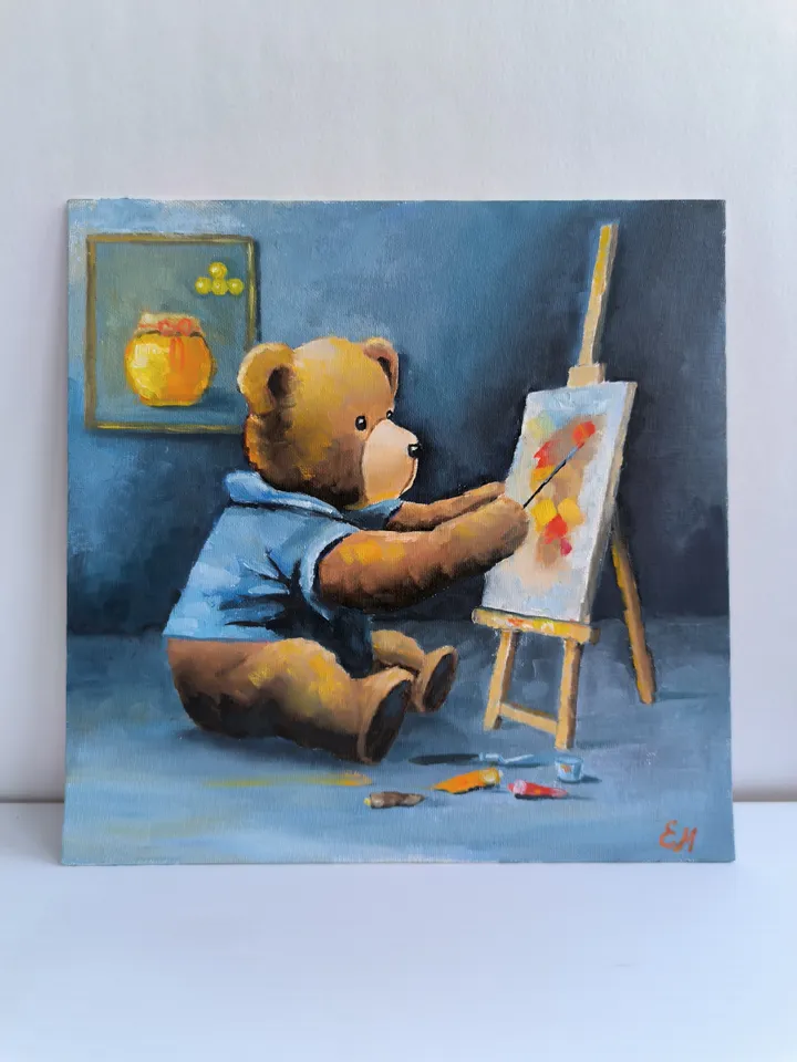 Bear artist oil painting, Bear painting, Kind painting