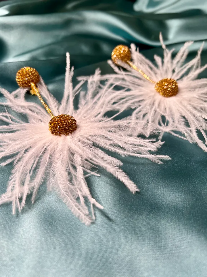 Feather and Crystal Earrings