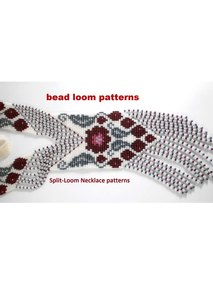 Bead loom patterns, schemes for a Gerdan-Split-Loom Necklace, Beading Loom only Pattern Instant Download, PDF