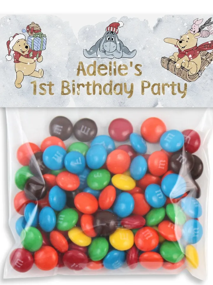 Editable TREAT BAG TOPPER Winnie the Pooh First Birthday Label; Hundred Acre Wood Party; Winnie Pooh Birthday Template Instant xpooh1