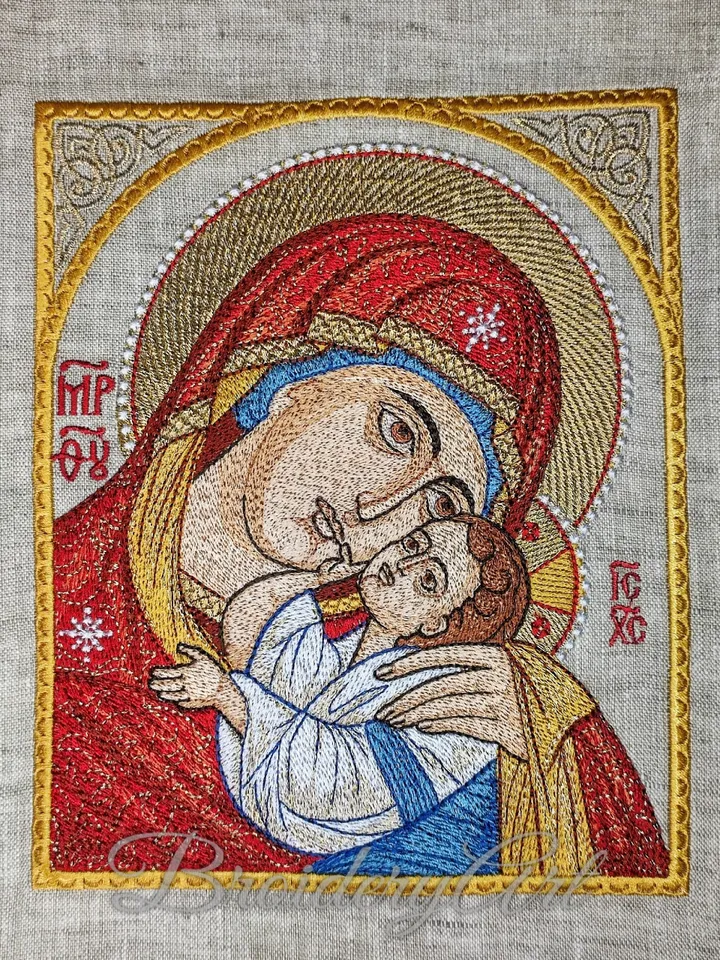 Mother of God Eleusa Our lady of Tenderness machine embroidery design