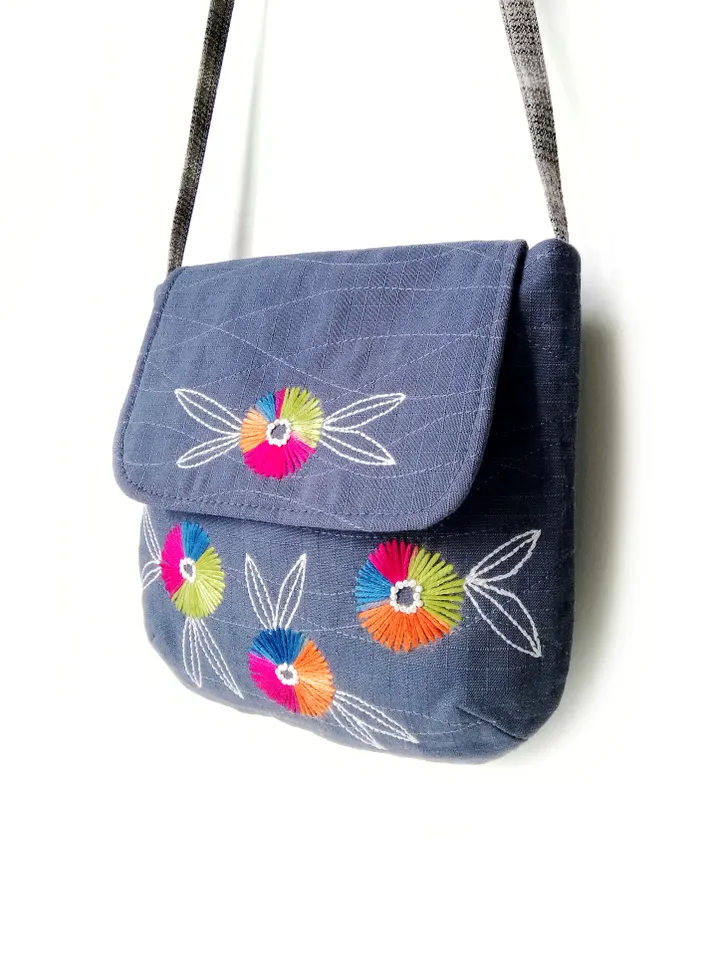 Handcrafted Small Embroidered Messenger Purses for Women - Handmade Fabric Mini Shoulder Bags: Stylish Floral Designs. FREE SHIPPING!