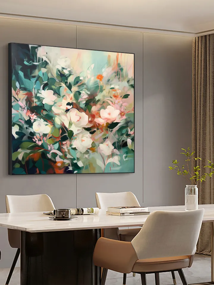 Large Original Flowers Oil Painting On Canvas, Abstract Blooming Flowers Painting, Boho Wall Art, Custom Painting, Living room Home Decor