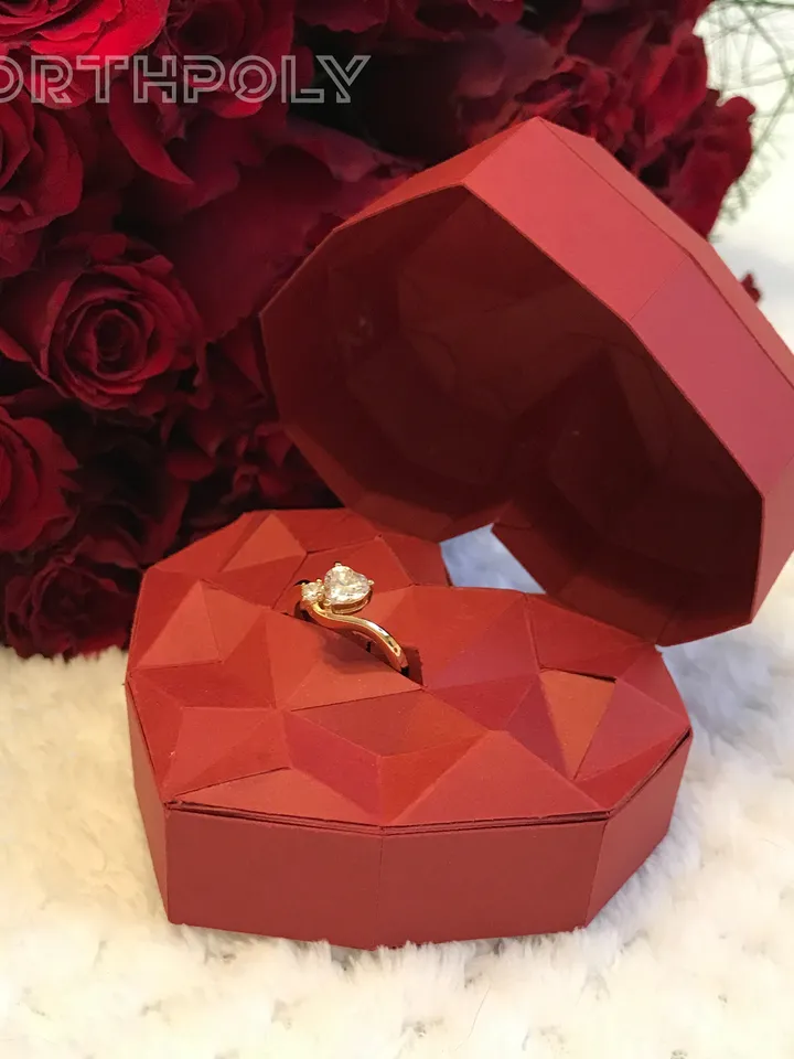 Papercraft Heart Box 2, Digital Template, PDF Download, Gurko, 3D Low Poly, Pepakura, DIY Origami Sculpture, St Valentines Day Decor