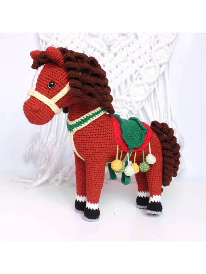 Horse crochet pattern PDF Christmas horse Amigurumi holiday toys  Animal toy crochet tutorial