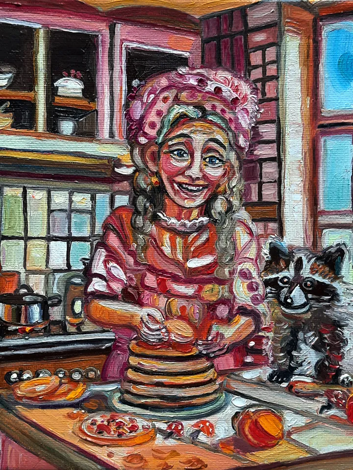 Woman with a badger Art Painting Original Oil Art
Oil on Canvas
