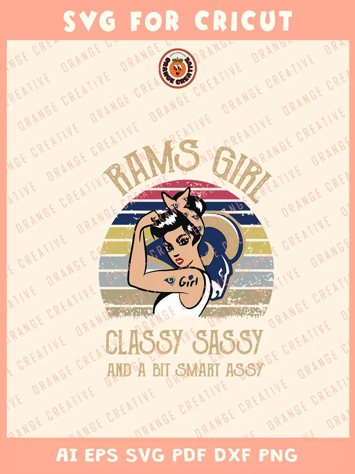 Rams Classy Sassy Svg, NFL Los Angeles Rams Team Svg, NFL Football SVG for cricut, Rams Team Gift For Girls, Svg Files for Cricut, Png, Dxf, Digital Download