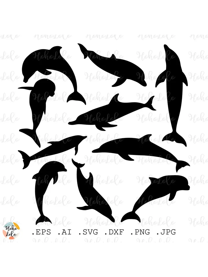 Dolphin Svg, Dolphin Silhouette, Dolphin Cricut, Dolphin Stencil, Dolphin Templates Dxf, Dolphin Clipart Png