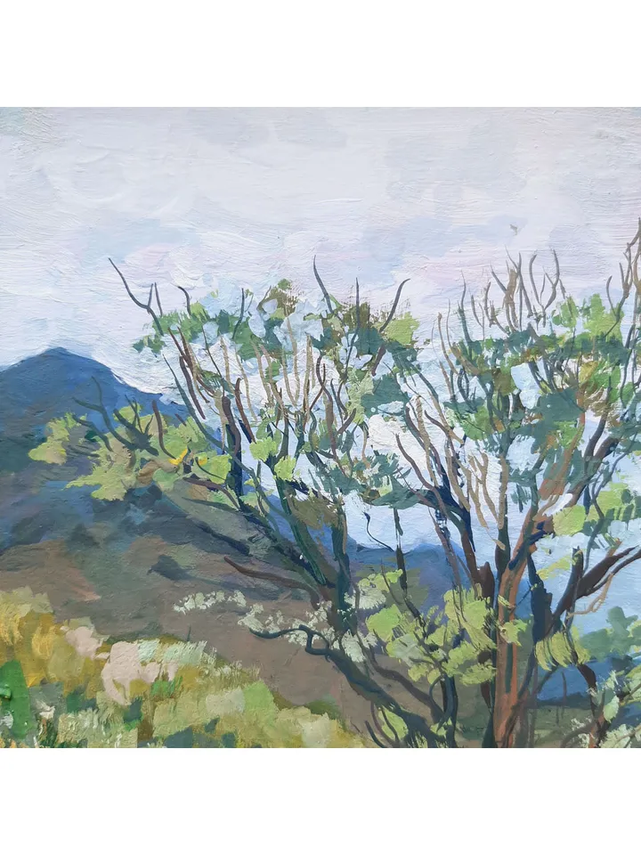 Tree Painting 5x7" Hill Landscape Small Artwork ORIGINAL Painting Impressionist Summer ART Signed by artist Marina Chuchko