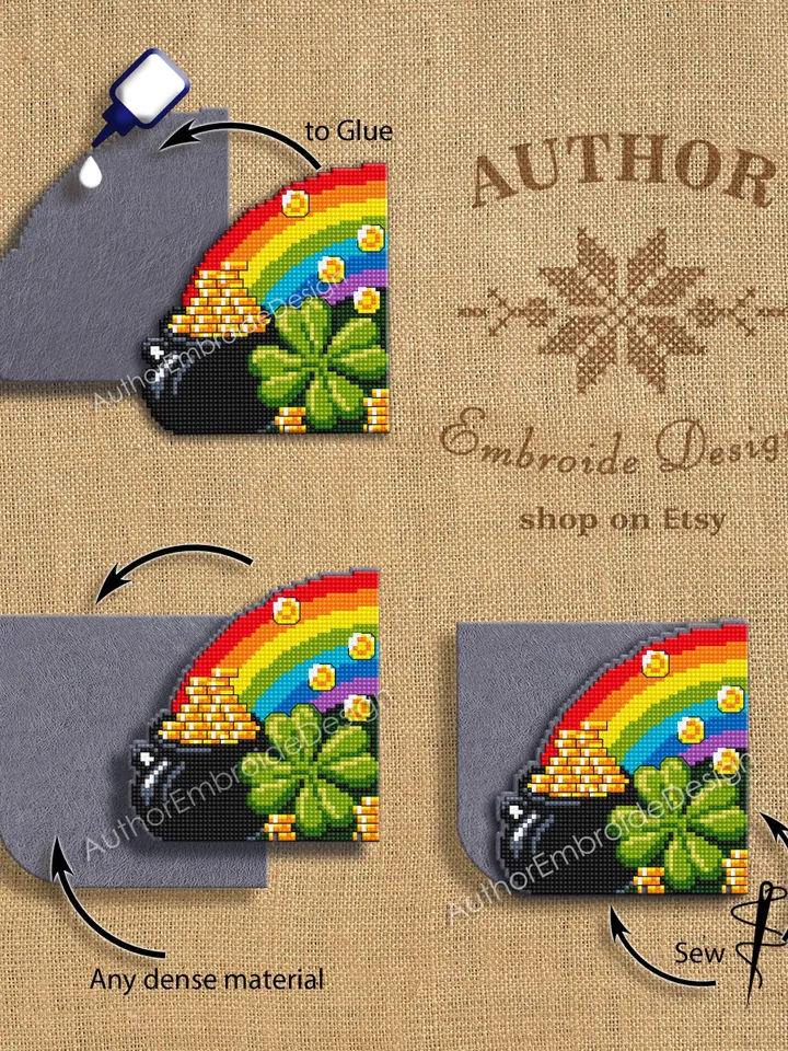 Lucky charm Corner bookmark cross stitch pattern PDF download Irish cross stitch St Patrick bookmark pattern digital, Patrick day gift #B402