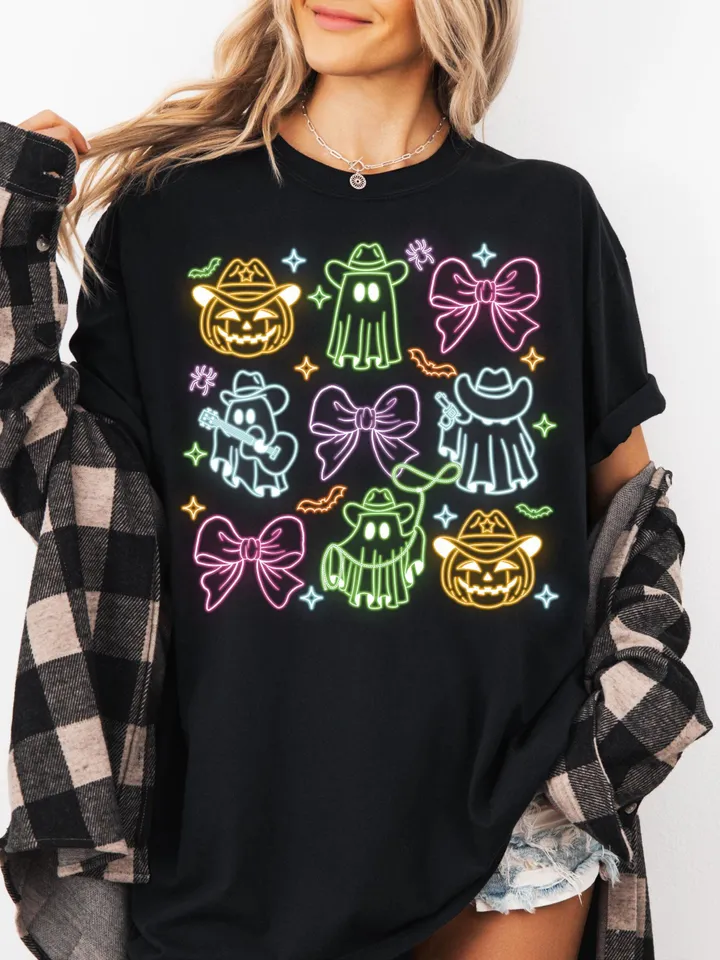 Howdy Coquette Halloween Neon Png, Halloween Ghost Neon png, Country Png, Spooky Season Png, Cowboy Ghost Png, Girly Coquette, Halloween