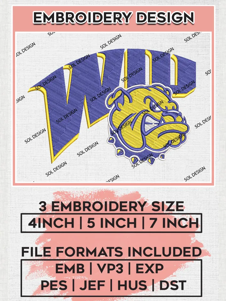 Western Illinois Leathernecks Logo Machine Embroidery Design, NCAA Western Illinois Leathernecks Embroidery Design Design files, NCAA Embroidery Designs, NCAA Machine Embroidery Designs, Digital Download