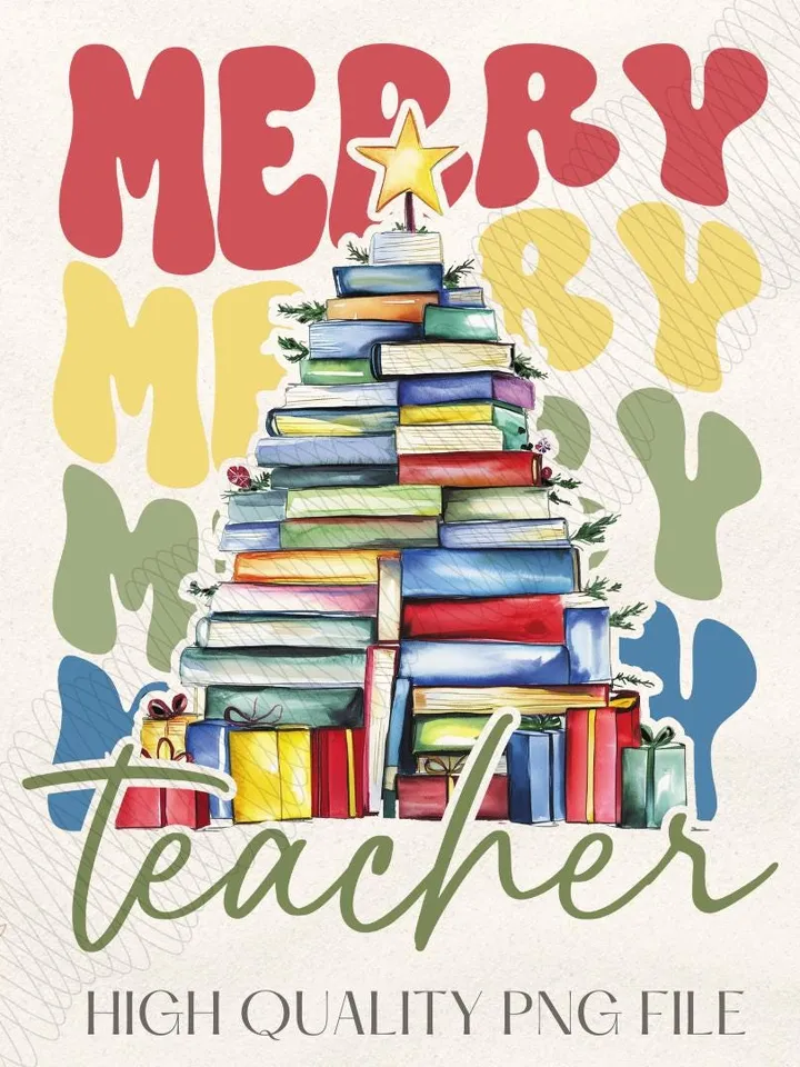 Merry teacher PNG, Teacher christmas PNG, Teacher SweaterShirts, Christmas Gifts, Merry Christmas Png, Sublimation Design Digital Download