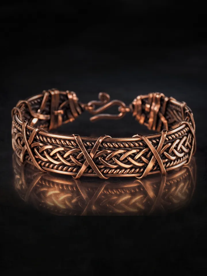 Woven copper wire bracelet Antique style handcrafted copper jewelry Unique gift