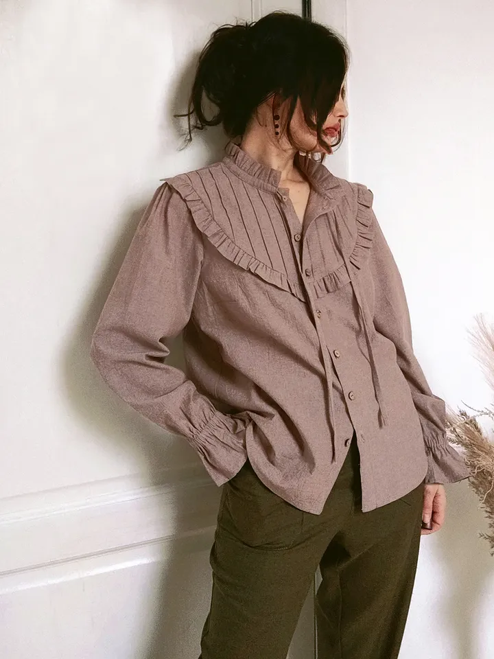 Victorian style cotton women's blouse/ Handmade womens shirt/ Any sizes XS-3XL