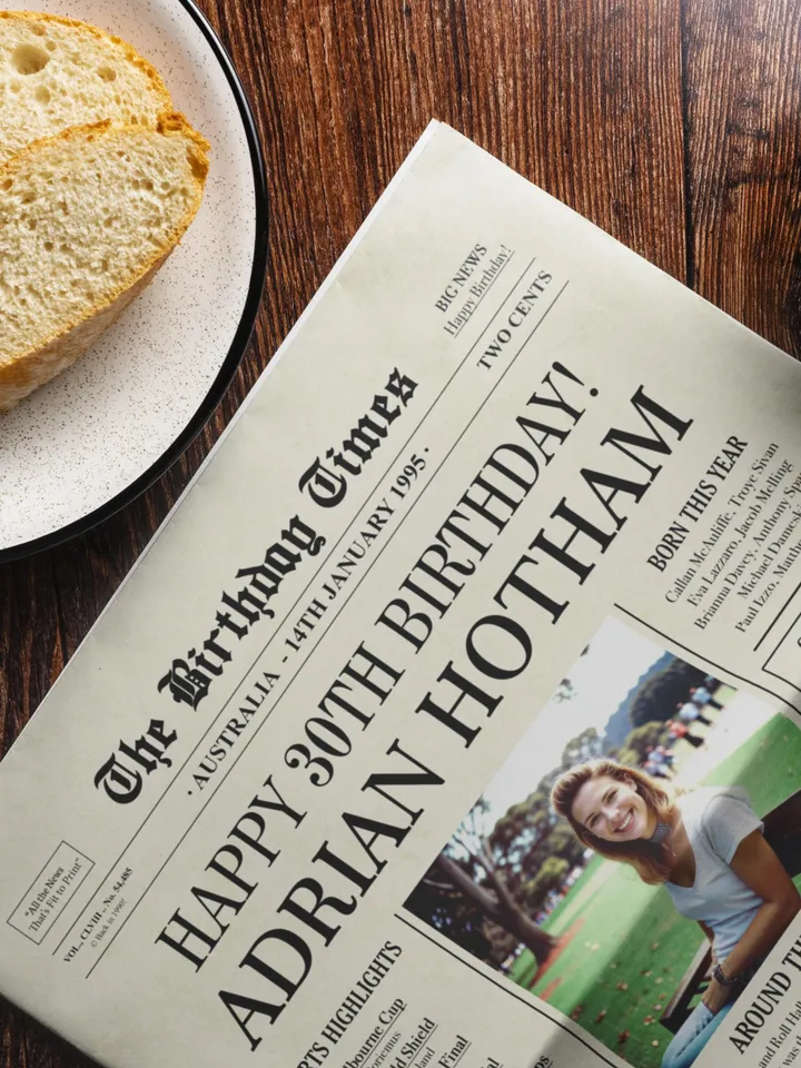 30th Birthday Newspaper poster gift with Australian facts, 1995 Personalized Printable, 30th Birthday Decoration Back in 1995, Digital