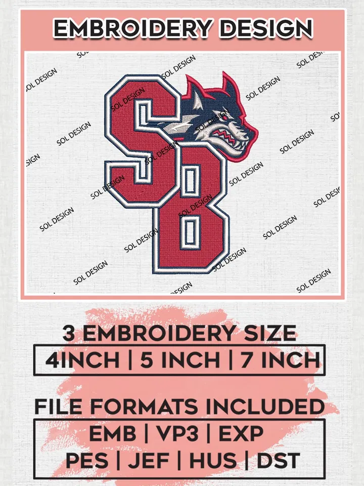 Stony Brook Seawolves Machine embroidery designs, NCAA Stony Brook Seawolves Team Embroidery, NCAA Teams, 3 sizes, Machine embroidery designs, Digital Download
