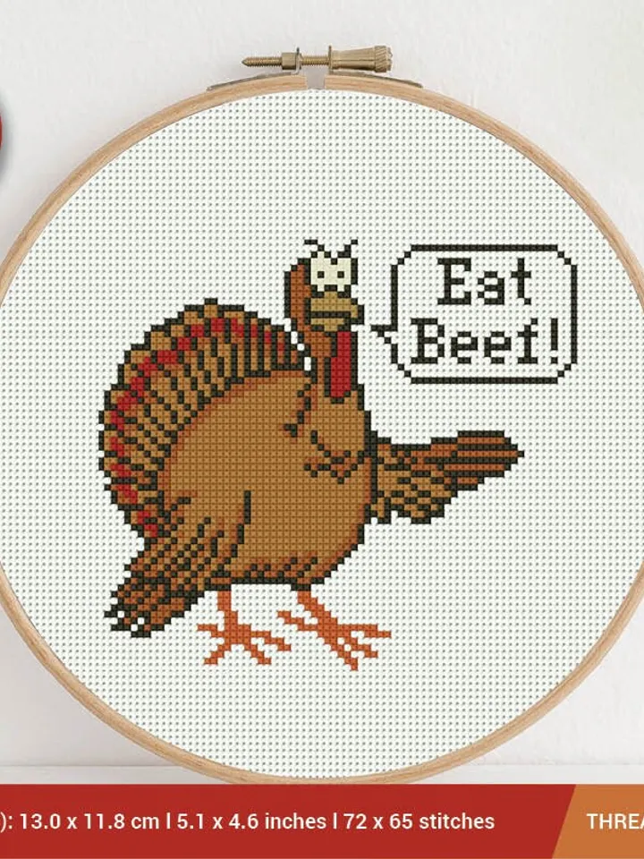 Turkey Chicken Thanksgiving Day Cross stitch pattern Embroidery Pattern | Instant Download | Embroidery Designs Humor Joke