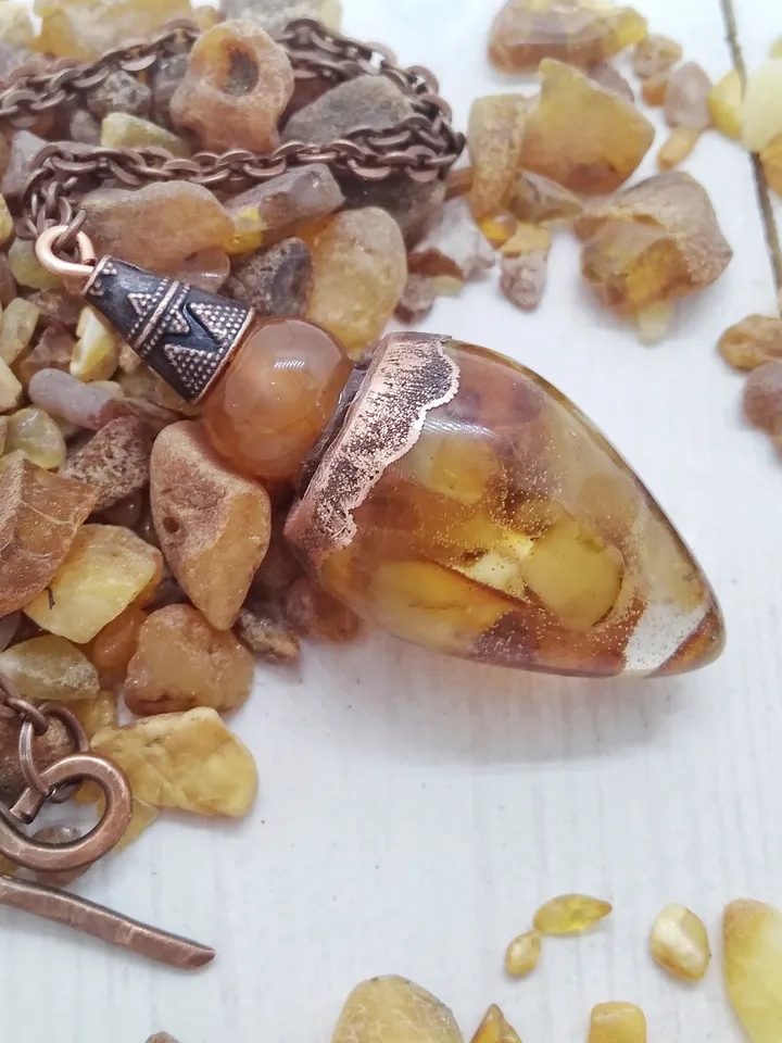 Amber pendulum necklace Divination dowsing tool Amber jewelry