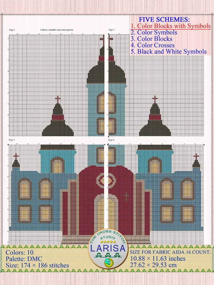 Catholic Cathedral Cross Stitch Pattern | Catholic Church