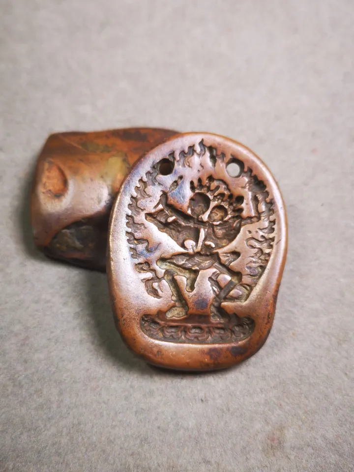 Gandhanra Old Tibetan Buddha Statue Tsa Tsa Mold, Citipati Amulet, Shmashana Adhipati Pendant,DIY Tsha Tsha Statue